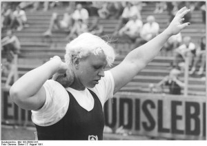 After GDR's Ilona Slupianek tested positive for anabolic steroids at the European Cup in 1977, the GDR began testing all athletes prior to competition to ensure they would not be caught, (Photo: Deutsches Bundesarchiv)