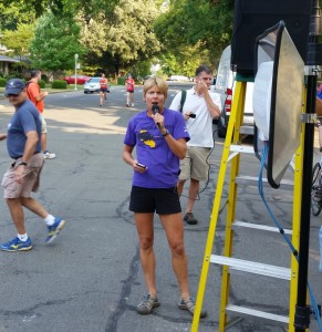 Race Director Carol Parise gives some last minute instructions. (SRN photo)