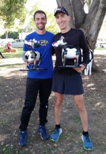 Charlie Brenneman (left) and the author show off their Urban Cow trophies. (SRN photo)